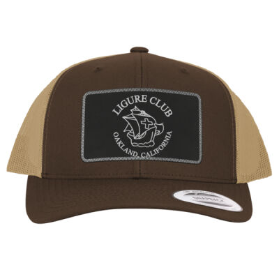 Ligure Official - Engraved Black Leather Patch Retro Trucker Hat With Sports Mesh Thumbnail