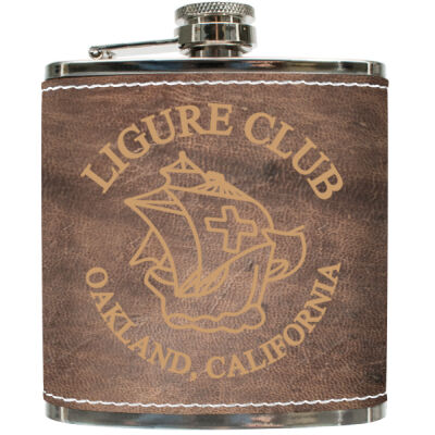 Ligure Official - Leatherette Rustic/Gold Covered 6oz Flask Thumbnail
